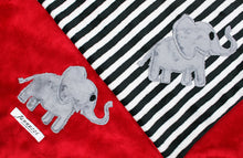 Load image into Gallery viewer, Jannuzzi Elephant Minky Baby Blanket Red &amp; Striped
