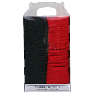 Jannuzzi Soft 100% Cotton 2-Pack Black & Red Swaddle Blankets 