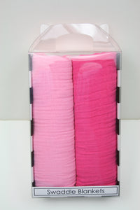 Jannuzzi Soft 100% Cotton 2-Pack Light Pink Dark Pink Swaddle Blankets 