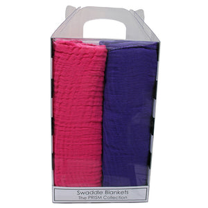 Jannuzzi Soft 100% Cotton 2-Pack Pink & Purple Swaddle Blankets 