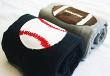 Load image into Gallery viewer, Jannuzzi 2-Pack Football & Tennis Navy & Grey Burp Cloths