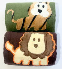 Load image into Gallery viewer, Jannuzzi 2-Pack Lion & Tiger Burp Cloth