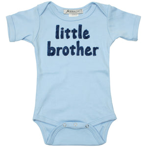 "little brother" short sleeve light blue one piece