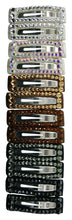 Load image into Gallery viewer, Jannuzzi Swarovski Crystal 2" Barrette 6-Pack Black, Grey, Brown, Gold, Silver, Ivory