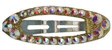 Load image into Gallery viewer, Jannuzzi Swarovski Oval Snap Gold Barrette