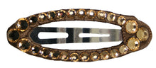 Load image into Gallery viewer, Jannuzzi Swarovski Oval Snap Brown Barrette