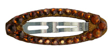 Load image into Gallery viewer, Jannuzzi Swarovski Oval Snap Brown Barrette