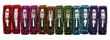 Load image into Gallery viewer, Jannuzzi Swarovski Crystal 2&quot; Barrette 6-Pack Red, Pink, Brown, Olive, Blue, Purple
