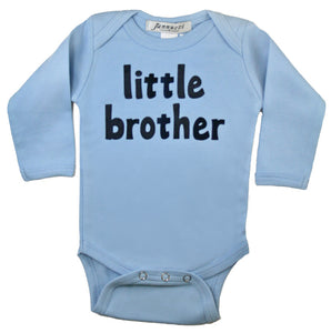 "little brother" long sleeve light blue one piece