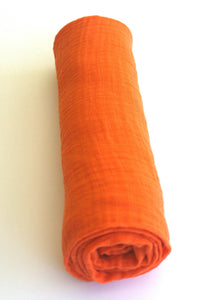 100% Cotton Muslin Swaddle Orange Blanket