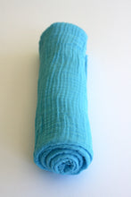 Load image into Gallery viewer, 100% Cotton Muslin Swaddle Turquoise Blue Blanket
