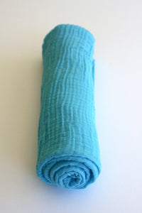 100% Cotton Muslin Swaddle Turquoise Blue Blanket