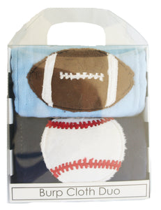 Jannuzzi 2-Pack Football & Tennis Navy & Light Blue Burp Cloths