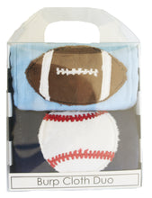 Load image into Gallery viewer, Jannuzzi 2-Pack Football &amp; Tennis Navy &amp; Light Blue Burp Cloths
