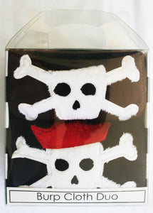 Jannuzzi Brown & Black Pirate Printed Burp Rags 2-Pack