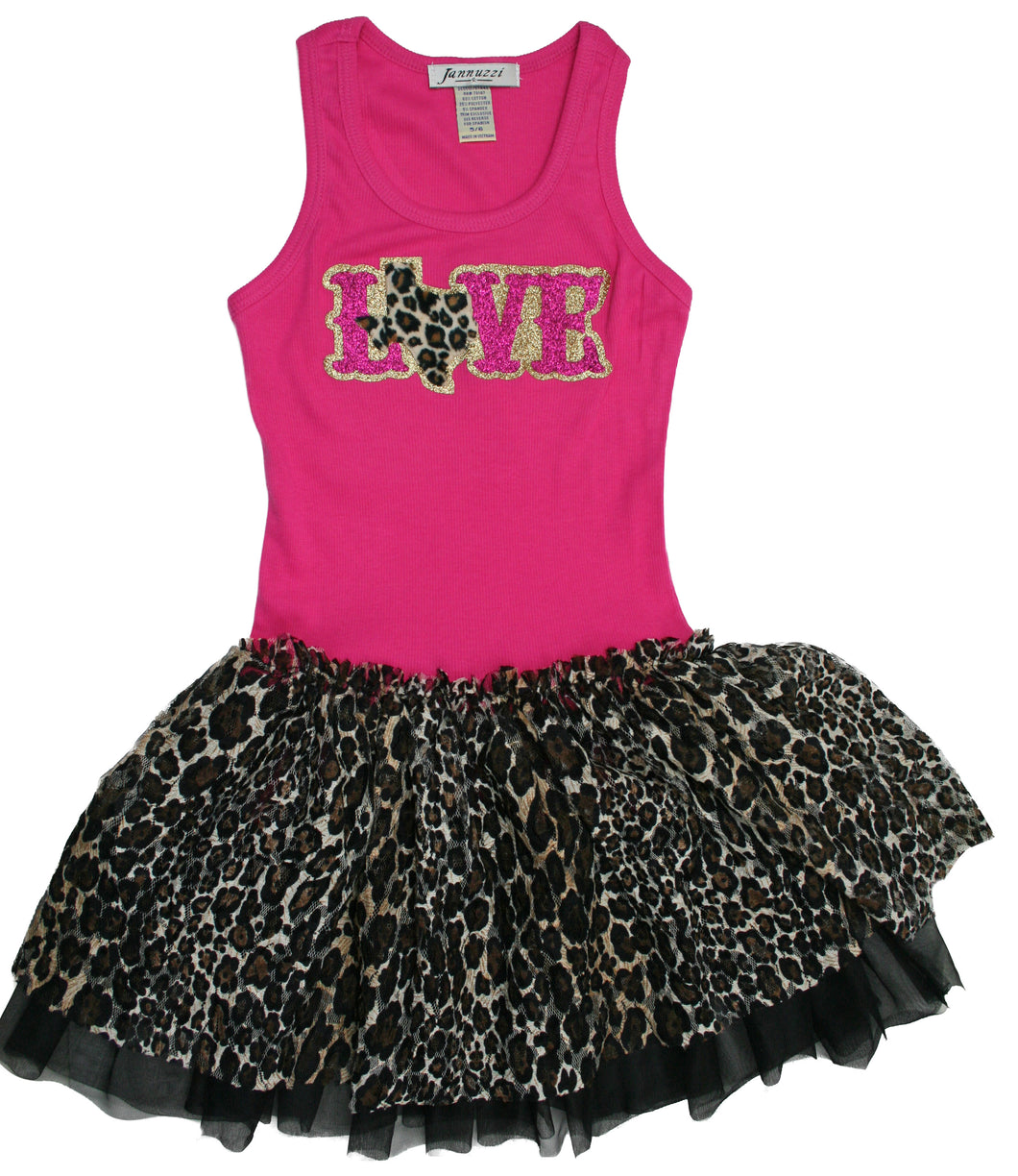 Jannuzzi Sleeveless Pink & Leopard Tutu Dress