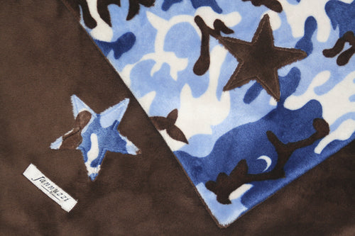 Jannuzzi Star Minky Baby Blanket Brown & Camo Print