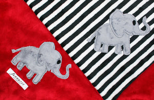 Jannuzzi Elephant Minky Baby Blanket Red & Striped