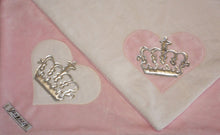 Load image into Gallery viewer, Heart &amp; Royal Crown Minky Blanket
