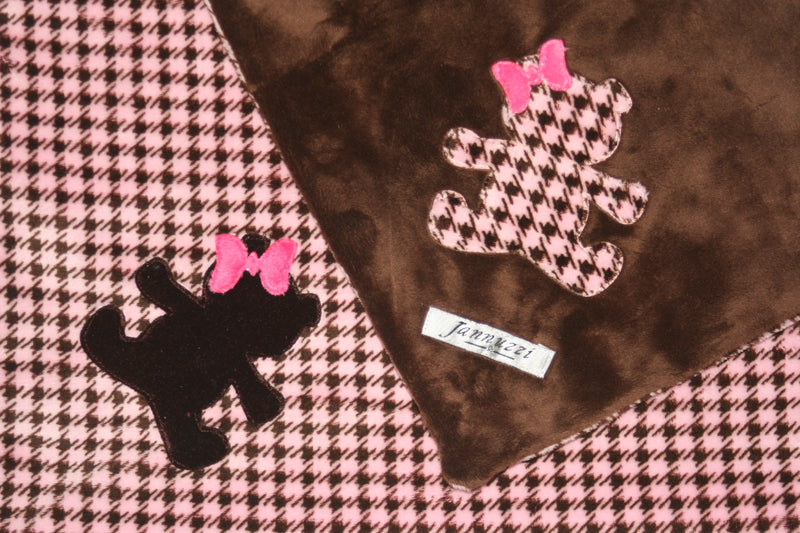 Teddy Bear Baby Girl Minky Blanket