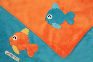 Happy Fish Minky Unisex Baby Blanket