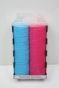Jannuzzi Soft 100% Cotton 2-Pack Blue & Pink Swaddle Blankets 