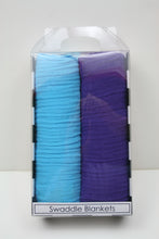 Load image into Gallery viewer, Jannuzzi Soft 100% Cotton 2-Pack Blue &amp; Purple Swaddle Blankets 
