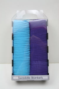 Jannuzzi Soft 100% Cotton 2-Pack Blue & Purple Swaddle Blankets 