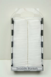 Jannuzzi Soft 100% Cotton 2-Pack White Swaddle Blankets 