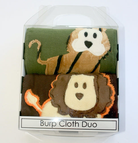 Jannuzzi 2-Pack Lion & Tiger Burp Cloth