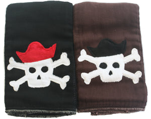 Jannuzzi Brown & Black Pirate Printed Burp Rags 2-Pack