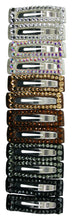 Load image into Gallery viewer, Jannuzzi Swarovski Crystal 2&quot; Barrette 6-Pack Black, Grey, Brown, Gold, Silver, Ivory
