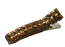 Load image into Gallery viewer, Jannuzzi Swarovski Crystal Dark Brown Barrette 
