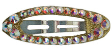 Load image into Gallery viewer, Jannuzzi Swarovski Oval Snap Gold Barrette 
