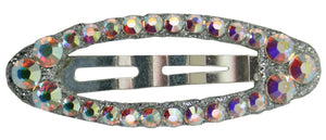 Jannuzzi Swarovski Oval Snap Silver Barrette 