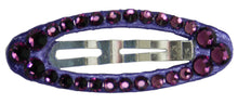 Load image into Gallery viewer, Jannuzzi Swarovski Oval Snap Dark Purple Barrette 
