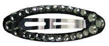 Load image into Gallery viewer, Jannuzzi Swarovski Oval Snap Charcoal Grey Barrette 
