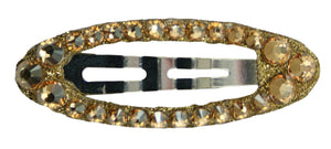 Jannuzzi Swarovski Oval Snap Gold Barrette 