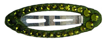 Load image into Gallery viewer, Jannuzzi Swarovski Oval Snap Olive Barrette 
