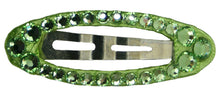 Load image into Gallery viewer, Jannuzzi Swarovski Oval Snap Light Green Barrette 
