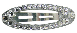 Jannuzzi Swarovski Oval Snap Silver Barrette 