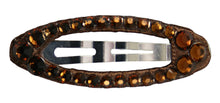 Load image into Gallery viewer, Jannuzzi Swarovski Oval Snap Dark Brown Barrette 
