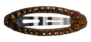 Jannuzzi Swarovski Oval Snap Dark Brown Barrette 