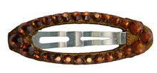 Load image into Gallery viewer, Jannuzzi Swarovski Oval Snap Brown Barrette 
