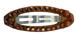 Jannuzzi Swarovski Oval Snap Brown Barrette 