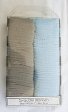 Load image into Gallery viewer, Jannuzzi Soft 100% Cotton 2-Pack Beige &amp; Light Blue Swaddle Blankets 
